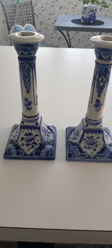 Vintage delft candlesticks - vintage,